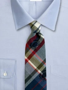 Brooks Brothers Red Fleece Cotton Tie Navy Sky Blue Green Red Plaid Crabs NWT - Picture 1 of 13
