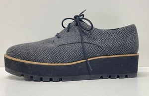 Eileen Fisher Gray Herringbone Wool Platform Shoes Women's 8.5 - Picture 1 of 7