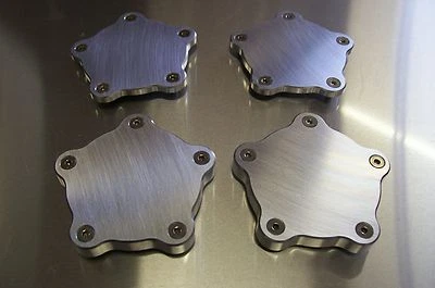 Fits B/G Rod Works Old School Wheels Block-off Aluminum Flat Center Dust Caps 4P - Image 1 of 4