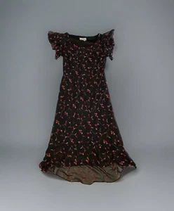 Sheri Martin New York Lined Black Chiffon Embroidered Flowers Dress Sz 14 - Picture 1 of 10