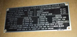 N.O.S. Dodge M37 Service Servicing data plate G741 - Bild 1 von 2