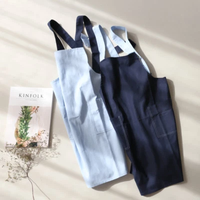 Delantal japonés dama algodón lino cocina hornear campo floristería camareros ropa de trabajo Foto 1 de 4