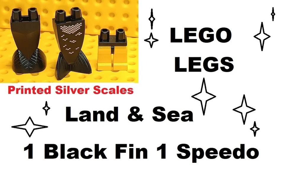 LEGO Mermaid Legs Black Lot of 2  Standing with Speedo Bikini MERMAN Fishperson - Image 1 of 1