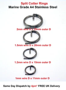 Split Cotter Rings Marine Grade A4 Stainless Steel 316 Pack of 1/ 4/ 8/ 12/16/20 - Picture 1 of 16