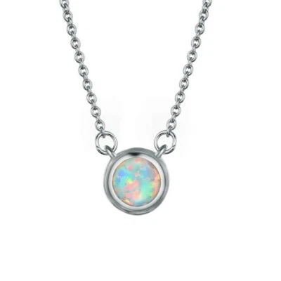 Classical Round Cut Fire Opal Platinum Filled Necklace Pendants With Free Chain - Image 1 of 4