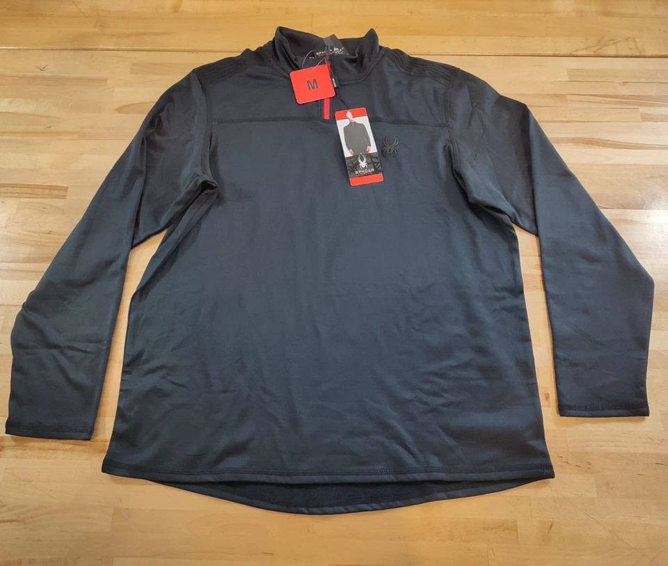 Men's Spyder Active 1/4 Zip Lightweight Pullover Shirt Black Medium