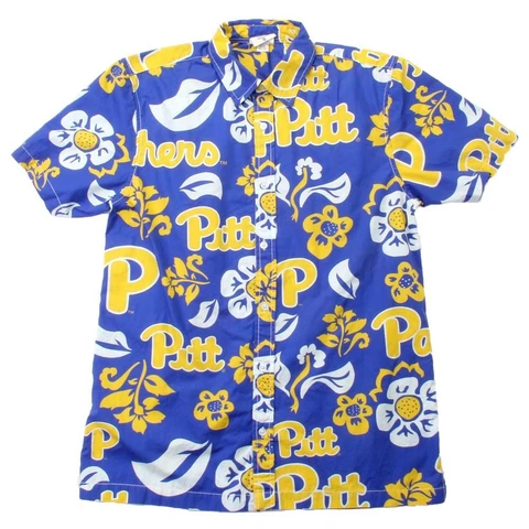 Men's Pitt University Panthers Floral Shirt Button Up Beach Shirt Cover