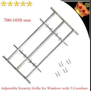 Adjustable Security Grille for Window with 3 Crossbars 700-1050mm Bar Safe Steel - Picture 1 of 5