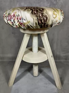 Vintage Dressmakers's Stool - Cushioned - Height Adjusting Screw Seat - White - Picture 1 of 15