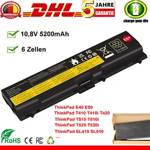 Akku für Lenovo ThinkPad T410 T420 T510 T520 W510 W520 SL410 SL510 E40 E50 10,8V - Bild 1 von 11