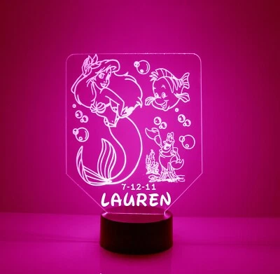 Ariel Sirenita Luz LED Noche, con Control Remoto, Luz Grabada Niños Foto 1 de 4