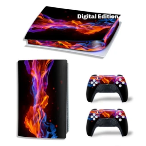 Für PS5 Digital Edition Konsole & 2 Controller Burning Orange Vinyl Wrap Skin  - Bild 1 von 2