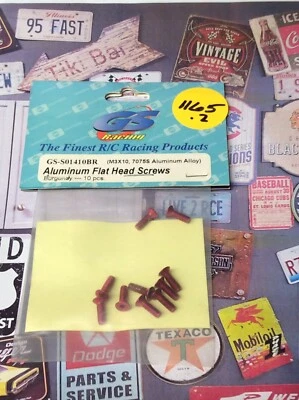 GS Racing GS-S01410BR Aluminum Flat Head Screws {M3x10x10pc} NewInPack USA Shipp - Image 1 of 2