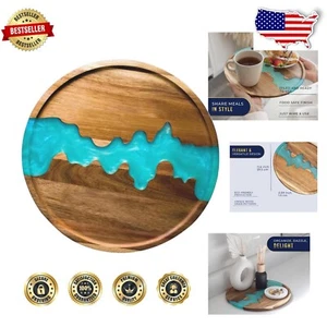 Versatile Round Blue Resin Serving Tray - Ideal for Appetizers, Decor & Gifts - Picture 1 of 9