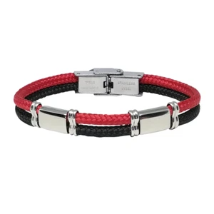 bracciale uomo ragazzo rossoamante corda nautica rosso nera acciaio jbr020 - Foto 1 di 2