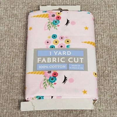 One Yard Pink Unicorn David Textiles Fabric 100% Cotton New 36" x 42" - Image 1 of 4