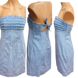 Lilly Pulitzer Franco Lillys blau Gingham trägerloses Kleid zum Binden Größe 2 - Bild 1 von 15
