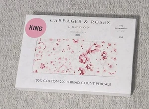 Cabbages & Roses London Luxury Two 21"x42" King Size Pillowcase 100% Cotton New - Picture 1 of 3