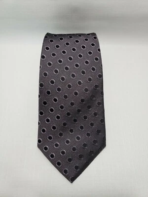 Gravata Giorgio Armani roxa preta 100% seda 59" clássica - Imagem 1 de 4