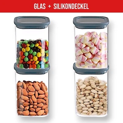 Vorratsdosen Set 4 Stück – 1L Glasdeckel Frischhaltedosen Aufbewahrungsdosen - Bild 1 von 4
