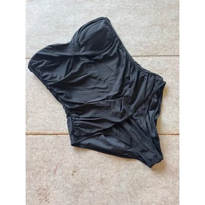 Anne Cole Badeanzug Einteiler Schwarz XXL Trägerlos Rüschen Bandeau Neu ohne Etikett - Bild 1 von 5