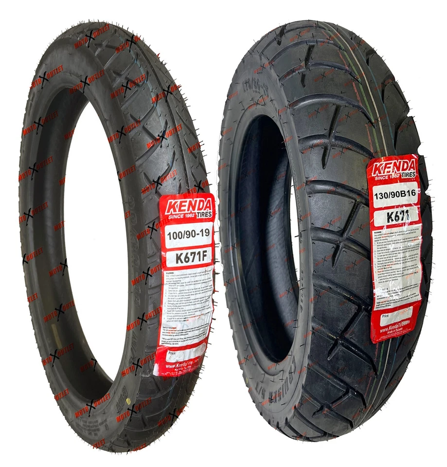 Kenda K671 100/90-19 Front 130/90-16 Rear Motorcycle Tires Set Sportster Dyna - Image 1 of 4