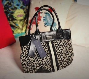 Neu mit Etikett! RAR! OOP! Tommy Hilfiger Handtasche Leder & Stoff SM/MED (2012) - Bild 1 von 13