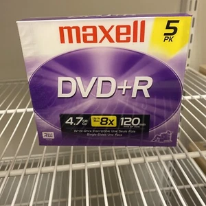 Maxell DVD-R 4.7 GB Discs in Jewel Cases 5 Pack New and Sealed - Picture 1 of 4
