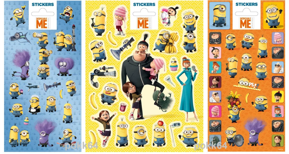 Me Ugly and Mean 2 hojas de pegatinas de 20 a 30 pegatinas Minions Gru Foto 1 de 1