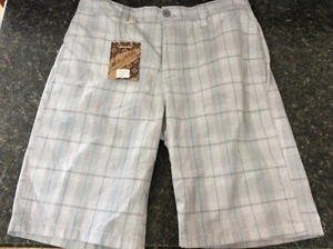 Micros 33W Gray Khaki Shorts Teal Stripes Modulator Mens - Picture 1 of 4