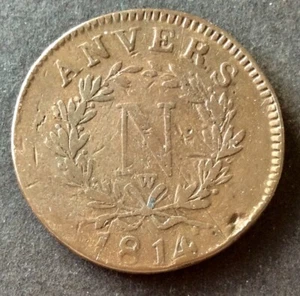 France - Belgique - Napoléon Ier - Siège D‘Anvers 10 Centimes 1814 W (3) - Picture 1 of 2