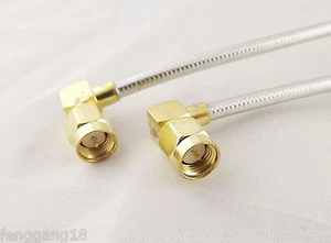 SMA Male Right Angle To SMA Male Plug Right Angle Jumper Cable RG402 15cm 6in - Picture 1 of 6