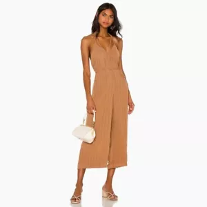 NWT!! HOUSE OF HARLOW 1960 x Revolve Paolo Jumpsuit Tawny Brown Festival Large - Picture 1 of 16