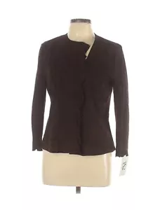 NWT VS2 Leather Jacket Brown Suede Frill sz L - Picture 1 of 5
