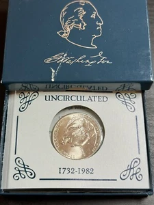 Medio dólar conmemorativo 1982 D George Washington sin circular 90 % plata OGP - Imagen 1 de 2
