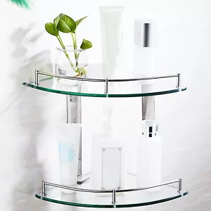 Bad Eckregal Duschregal Glas Wandmontage Regal Edelstahl Eckablage Ablage - Bild 1 von 17