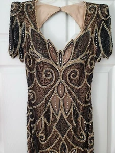 Vintage 90s Niteline Della Roufogali Beaded Gown Sz 4 RED CARPET OSCAR EUC! - Bild 1 von 12