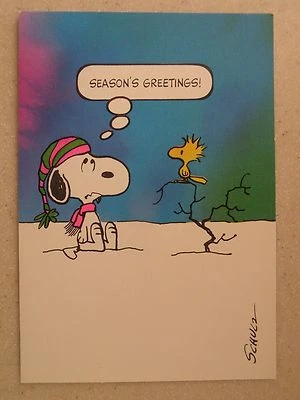 Peanuts Christmas Greeting Card Snoopy & Woodstock Humorous Hallmark - Image 1 of 3