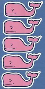 (5) FIVE BRAND NEW AUTHENTIC VINEYARD VINES PINK WHALE STICKERS DECALS PACK LOT - Picture 1 of 1