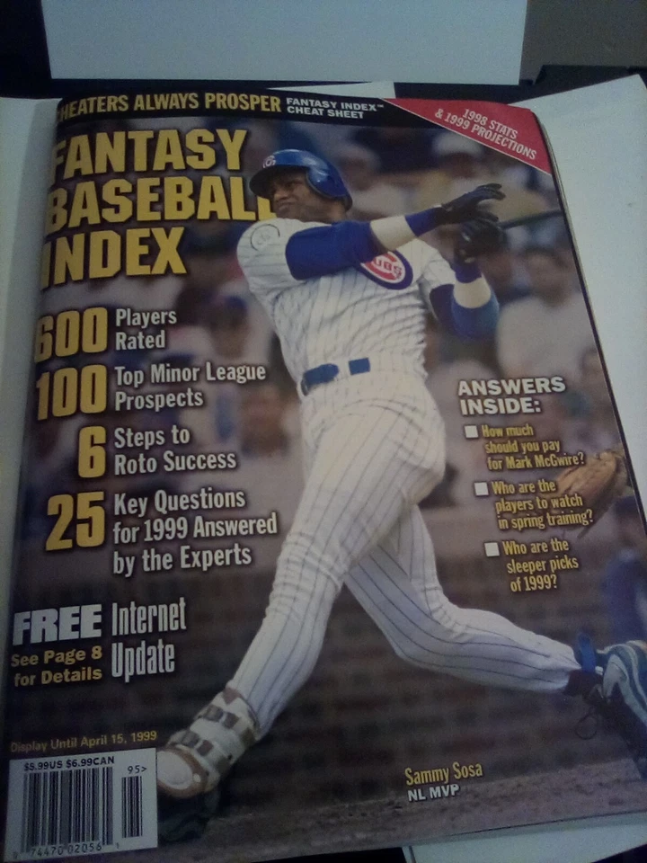 Fantasy Baseball Magazine April 1999 - Sammy Sosa On Cover FREE SHIPPING - Image 1 of 1