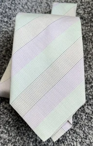 Herrenkrawatte Made in Britain mintgrün mehrfarbig gestreift Vintage gemustert 2,75" breit - Bild 1 von 2