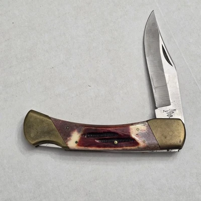 Vintage Frost Cutlery Knife Lockback Surgical Steel Bone Handle Brass Bolsters - Image 1 of 4