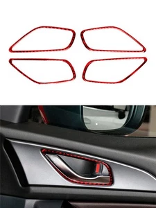 Car Inside Handle Frame Panel Trim Carbon Fiber For MAZDA 3 Axela 2013-2016 Red - Picture 1 of 11
