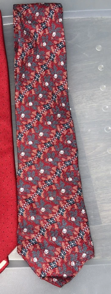 Christian Dior шелковый галстук мужской синий красный геометрический узор Италия - Изображение 1 из 1