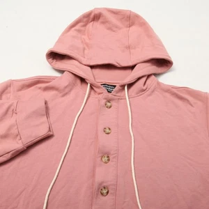 Muttonhead Hoodie Herren Large Rosa Bambus Bio Baumwolle Henley Pullover Taschen - Bild 1 von 11