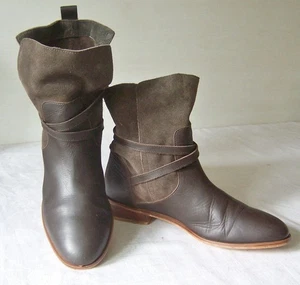 "COX" Gr.39 Stiefeletten/Boots/Slipper mit Riemen Glatt-u. Wildleder braun - Bild 1 von 11