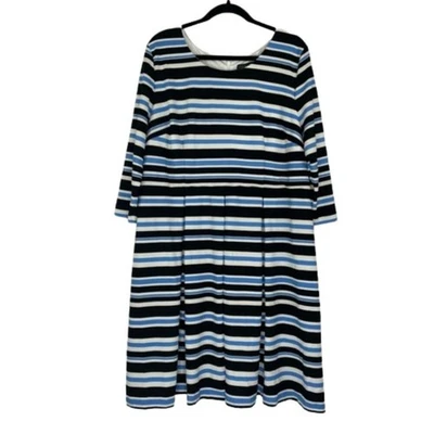 Vestido Lane Bryant Shift a Rayas Mangas 3/4 Azul Negro Blanco Para Mujer Talla 20 Foto 1 de 4
