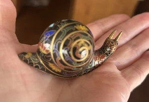 Vintage chinesische Cloisonne’ Emaille Schnecke Messing Intarsien Sammlerstück Tier - Bild 1 von 7