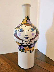 Kupittaan Savi Grimt volto dipinto viola giallo floreale made in Finland raro 10" - Foto 1 di 9