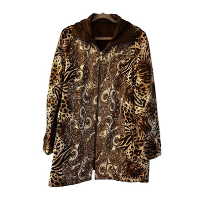 Abrigo Acolchado Colección ST JOHN Reversible Cachemira/Tigre Bronce Talla Pequeña Seda  Foto 1 de 4